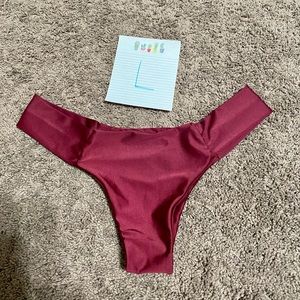 Maroon high hip bikini bottoms